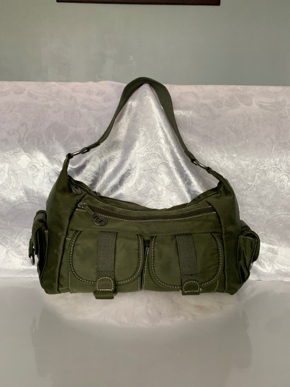 TRAVELON Nylon HOBO Ripe Olive Green Large